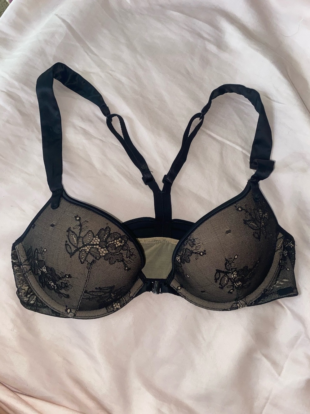 Calvin Klein Black Lace floral Embroidered Push-Up Bra